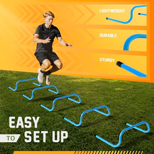 Yes4All Agility Speed Training Agility Hurdles for Athletes - 5 Pack - Speed and Agility Training Equipment for Soccer Basketball Football Hurdle Training - color: D. Set 5 Hurdles Blue