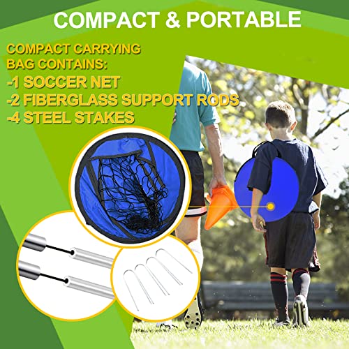 EVERRUSH Pop Up Soccer Goals Nets for Backyard Beach Soccer Training Net Mini Portable Foldable Lightweight Indoor + Outdoor Football Goal with Carry Bag - style: Blue