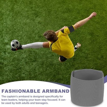 Soccer Captain Armband, Elastic Wrist Arm Bands Adjustable Player Team Leader Anti-Slip Badge Sports Accessories-Fit - color: Dark Gray