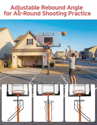 Basketball Rebounder, Heavy Duty & Quick Release Basketball Return Attachment, 180 Degree Rotatable Chute Shot Returner for 18" Rim Indoor and Outdoor Basketball Trainning Equipment