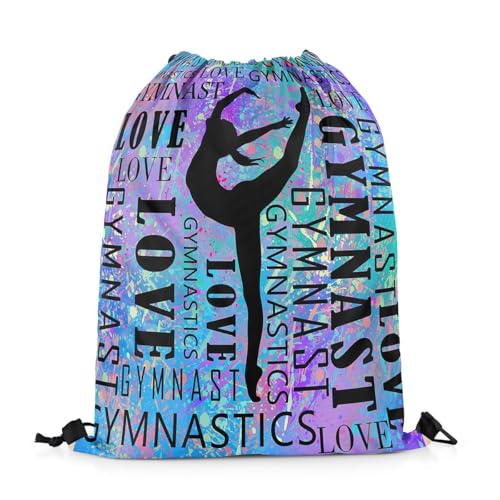 Castle Fairy Gymnastics Drawstring Backpack 13"X16" Cheerleading Water Resistant Beach Bag Tie Dye String Bag for Gym Shopping Sport Yoga - color: Purple 10