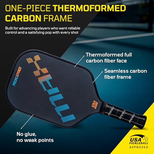 Premium Carbon Fiber Pickleball Paddle with Thermoformed Body, Foam Edge Walls & CAS/CFS Spin Surface – USAPA Approved, Tournament-Grade Power, Spin & Extended Play Durability - Premium Cover Included