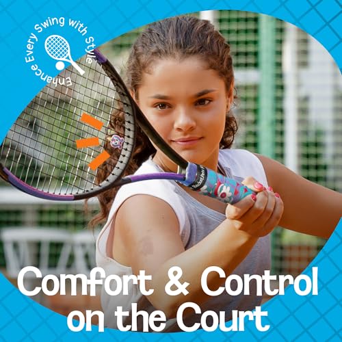 Racket Pets Kids Tennis Racket Dampener & Matching Overgrip Tape, Performance Shock Absorbing Dampener for Tennis Racket & Fun Animal Print Tennis Wrap Grip Tape - style: Tiger