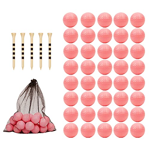 40 Pack Foam Golf Practice Balls - Realistic Feel and Limited Flight Training Balls for Indoor or Outdoor - color: 40 Pink