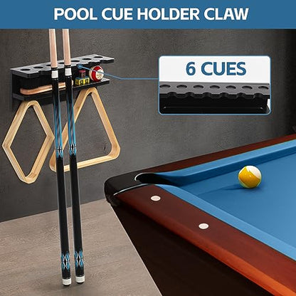 Pool Stick Holder Wall Mount, Solid Wood Billiards Cue Rack for 7 Sticks, Claw Wall Mount for Billiards Decor, Accessories, Black - style: WALL MOUNT
