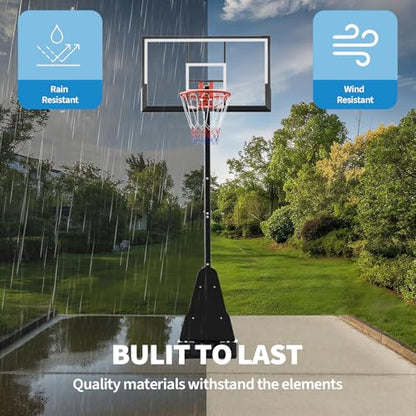 Basketball Hoop, 54 Inch Shatterproof PC Backboard, 4.9-10FT Height Adjustable Basketball Hoop Goal System,Mobile Stand with Wheels Weighted Base,Youth&Adults, Driveway Backyard Pool Play