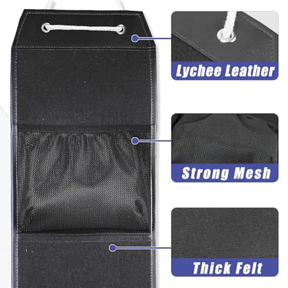 VISEMAN Ping Pong Storage Rack, Table Tennis Racket Holder Wall Mount Organizer for 4 Paddles and Balls - color: Long Black