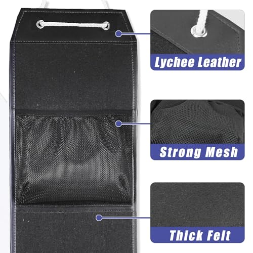 VISEMAN Ping Pong Storage Rack, Table Tennis Racket Holder Wall Mount Organizer for 4 Paddles and Balls - color: Long Black