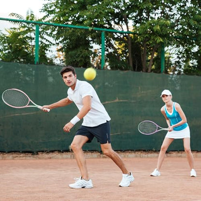 Tennis Rackets Set of 2 for Adults, 27 Inch Pre-Strung Beginners Lightweight Aluminum Tennis Racquet Set with Balls and Bag, Large Sweet Spot for Men Women