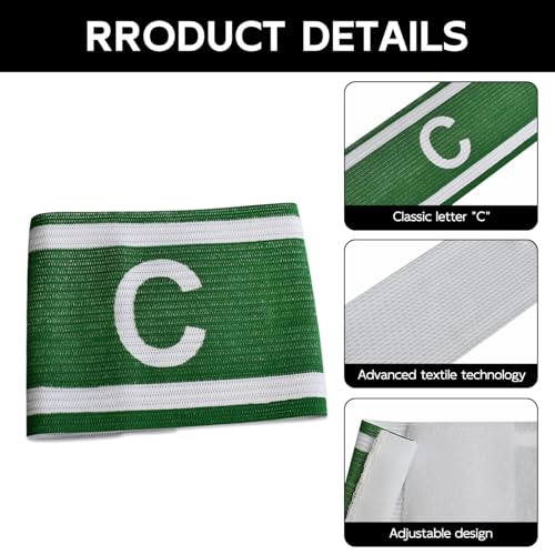 Unisex Captain Armband for Soccer Training, Adults & Youths Classic Captain ‘C' Arm Band Adjustable Elastic Captain Armbands Team Sports Accessories - color: Green