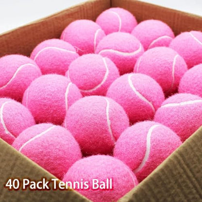 SHYUJAJIE Tennis Balls, 40 Pack Training Tennis Balls,High Elasticity Practice Tennis for Beginner, Exercise Playing Balls for Pet Dog - color: Light Pink