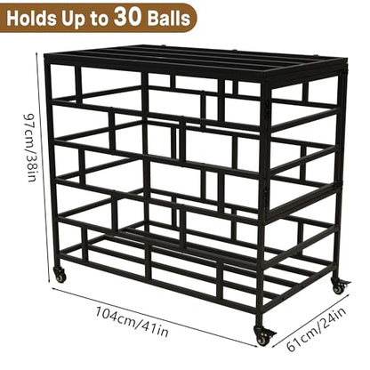 Ball Storage Cart, Lockable Rolling Basketball Storage Bin & Organizer with Wheels, Secure Sports Exercise Ball Cart Holder for Gym, School, Club, Indoor Outdoor Use