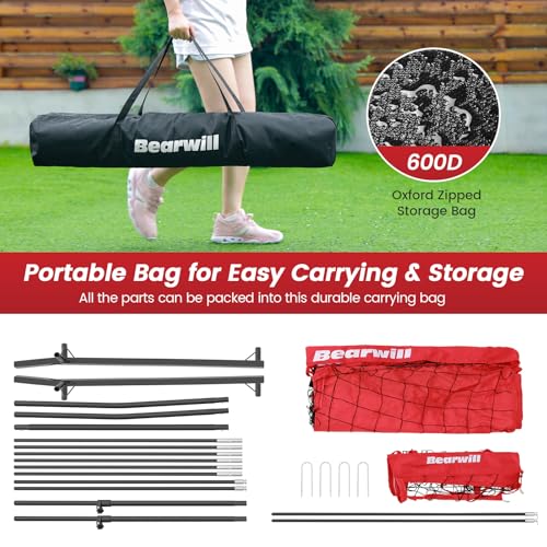 Bearwill Volleyball Training Equipment, Volleyball Practice Net System Update Freely Adjustable, Portable Volleyball Net for Backyard Indoor Outdoor Hitting Serving Passing Practice