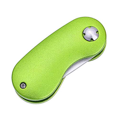Mile High Life Golf Divot Repair Tool, All Metal Foldable Divot Tool with Pop-up Button & Magnetic Ball Marker - color: Lime Green Curve