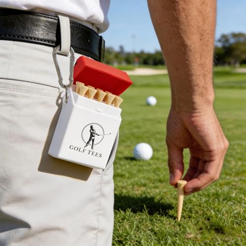 Funny Caddy Golf Tee Holder with 10 Wood Tees, Fun Golf Accessory for Men & Women, Groomsmen Golf Gifts