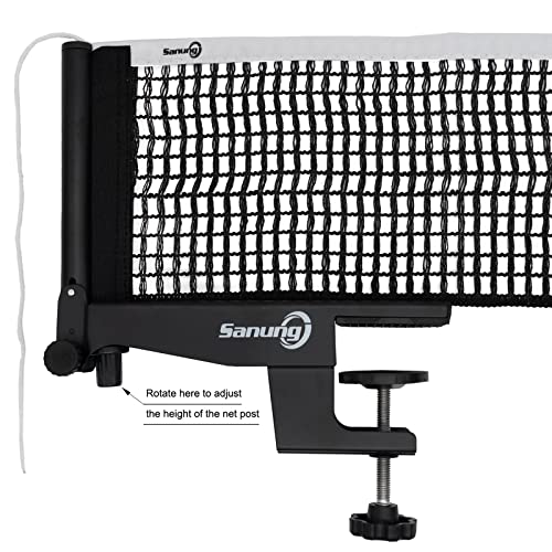 Sanung S406 Table Tennis Net and Post Portable, Professional Ping Pong Net and Post Set for Any Standard Tables (60 inch Width), Used for Training Competition, Easy Setup