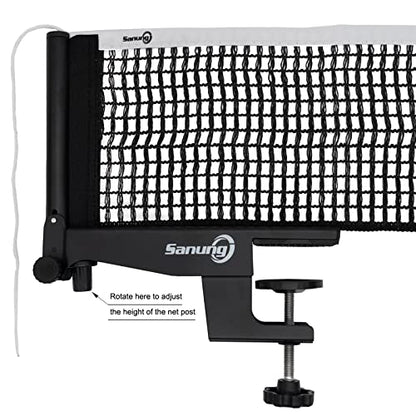 Sanung S406 Table Tennis Net and Post Portable, Professional Ping Pong Net and Post Set for Any Standard Tables (60 inch Width), Used for Training Competition, Easy Setup