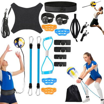 Davllin Complete Volleyball Training Bundle – Rebounder Trainer Kit & Pass Aid Resistance Bands for Serving, Spiking, Setting, Arm Swing Practice, Speed, Agility, Power, and Precision Enhancement