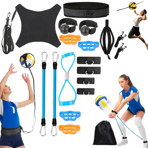 Davllin Complete Volleyball Training Bundle – Rebounder Trainer Kit & Pass Aid Resistance Bands for Serving, Spiking, Setting, Arm Swing Practice, Speed, Agility, Power, and Precision Enhancement