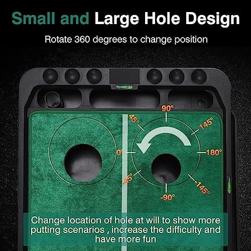 Slope Adjustable Golf Putting Green Indoor Putting Matt Golf Practice Training Equipment Putting Mat with 1/2 Hole Training Ball Return for Mini Games & Practicing at Home Office - Golf Accessories