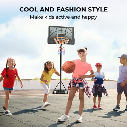 Yohood Kids Basketball Hoop, 3.6-7 FT Height Easy Adjustable, Portable Basketball Hoop Outdoor Indoor for Kids/Teens/Youth, 30" Backboard