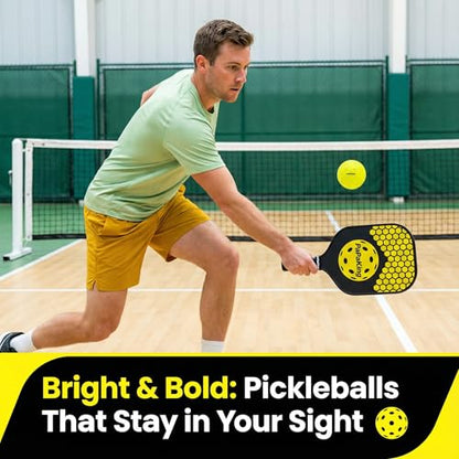 Premium Outdoor Pickleball Balls 4 Pack, 40 Holes Pickleballs with High Visibility, True Flight & Consistent Bounce, Durable Crack-Resistant Pickleball Balls for Training & Games.
