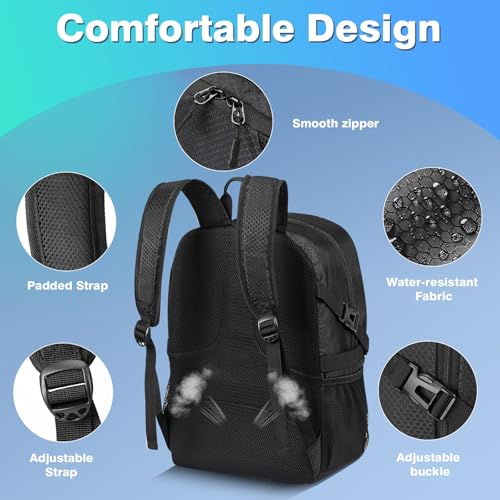 Basketball Bag Backpack with Ball & Shoes Compartment for Soccer Ball Volleyball Football, Large Sports Bag Backpack - color: Black