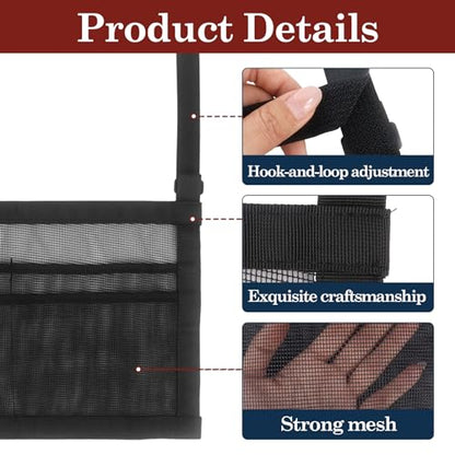 Klmnop 2 Pack Ping Pong Paddle Storage Bag with Mesh Organizer, Hanging Under Table Tennis Racket Holder for 4 Paddles and Balls, Sports Equipment, Easy Install with Straps
