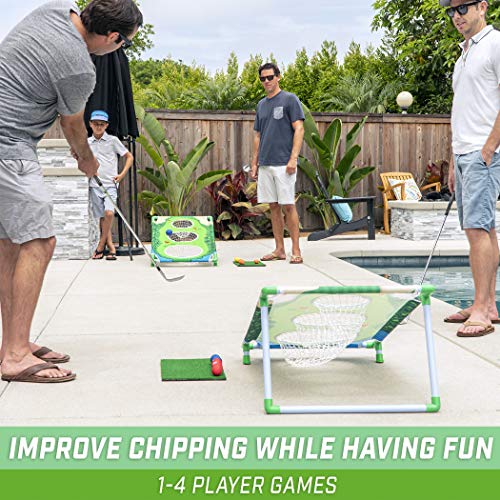 GoSports BattleChip Backyard Golf Cornhole Games – Includes Targets, Chipping Mats, Foam Golf Balls, Scorecard and Carry Case - style: BattleChip Match