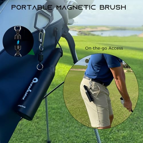 Golf Club Cleaner Kit with 360° Rotating Protective Cover, Strong Magnetic Golf Brush with Waffle Towel Set, Professional Golf Accessories for Men