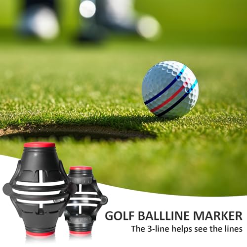 1 Pack 360° Triple Line Golf Ball Marker，Golf Ball Line Marker Tool，Golf Ball Marker Stencil，Alignment Ball Marker，Golf Accessories - color: 1 Pack 360° Triple Line Golf Ball Marker（Black&Red）