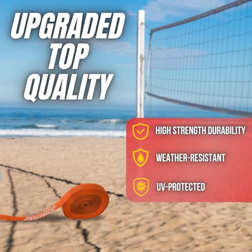 Beach Volleyball Court Lines by Boardee, Adjustable & Portable for Sand & Grass - Free Bag and Tape Measure 2 in x (26.3'x52.6') Hook & Loop Lines Durable Official Weather Resistant