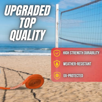 Beach Volleyball Court Lines by Boardee, Adjustable & Portable for Sand & Grass - Free Bag and Tape Measure 2 in x (26.3'x52.6') Hook & Loop Lines Durable Official Weather Resistant