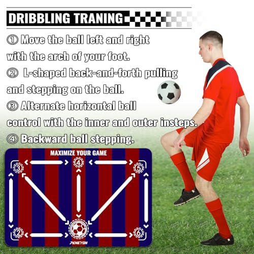 Soccer Training Equipment,Soccer Training Mat Improve Strength,Agility and Coordination,Anti-Slip Silent Absorption Soccer Footwork Training Mat,Soccer Trainer for Indoor/Outdoor Drills - style: Professional Set 47*31 IN - D