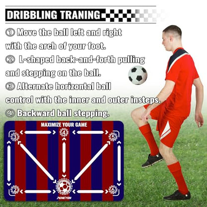 Soccer Training Equipment,Soccer Training Mat Improve Strength,Agility and Coordination,Anti-Slip Silent Absorption Soccer Footwork Training Mat,Soccer Trainer for Indoor/Outdoor Drills - style: Professional Set 47*31 IN - D