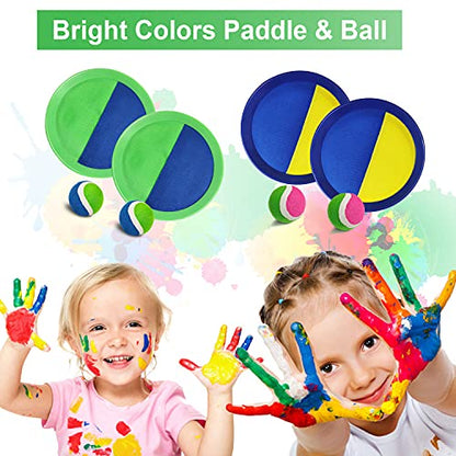 Jalunth Ball Catch Set Games Toss Paddle - Pool Beach Toys Back Yard Outdoor Games Backyard Throw Sticky Set Age 3 4 5 6 7 8 9 10 11 12 Years Old Boys Girls Kids Adults Family Easter Gifts Azure - color: Azure 4 Pack