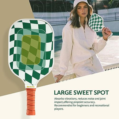 Pickleball Paddles Set of 2/4- USAPA Approved Graphite/Fiberglass Pickleball Racket, 2 Pickleball Rackets, 4 Balls and 1 Portable Carry Bag, Aesthetic Pickle Ball Set for Men Women Beginners - color: 2 Wave Check | Dark Green | Graphite