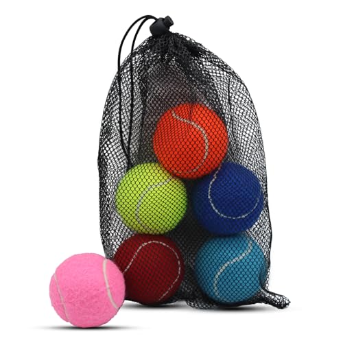 SHYUJAJIE Tennis Balls, 6 Pack Training Tennis Balls,High Elasticity Practice Balls for Beginner, Playing Balls for Dogs - color: Rainbow