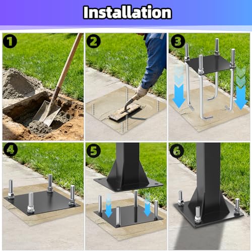 7"/ 9" Basketball Hoop Anchor Kit, Universal Fit Ground Anchor Kit, Basketball Hoop Ground Anchor Kit Basketball Hoop Parts Compatible with Silverback, Goaliath, and Hoopstar Basketball Hoops - size: 7"