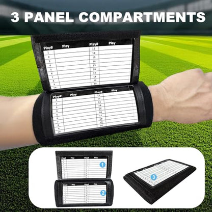 Football Play Wristbands, Triple Window Youth QB Wristband Playbook, Quarterback Wrist Bands for Plays, Softball Wristbands for Signs