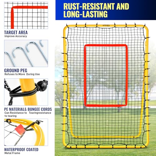 SPOYNAL 7x4 FT Volleyball Rebounder Net, 5-Angle Volleyball Training Equipment, Adjustable Rebounder Net Practice Setting, Spiking, and Bumping, Practice Net for Baseball, Softball, Lacrosse, Soccer
