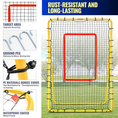 SPOYNAL 7x4 FT Volleyball Rebounder Net, 5-Angle Volleyball Training Equipment, Adjustable Rebounder Net Practice Setting, Spiking, and Bumping, Practice Net for Baseball, Softball, Lacrosse, Soccer