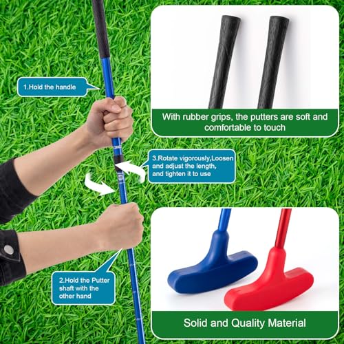 Lenwen Indoor Mini Golf Putting Set for Kids & Family Include 2 Adjustable Golf Putter for Right or Left Handed Players 10 Practice Balls 6 Putting Cup with Flags for Backyard Office Fun Game & Gift