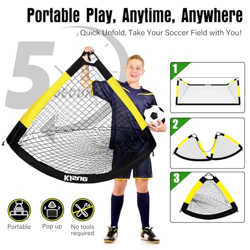 Kids Soccer Goal for Backyard Set - 2 of 6x4 ft Soccer Goals Training Equipment, Soccer Net for Kids Age 3-5 6-8 8-10 10-12, Ball, Targets for Toddler Kid Youth Soccer Games Sports Outdoor Play