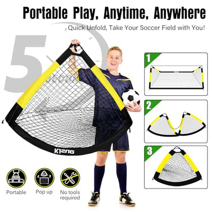Kids Soccer Goal for Backyard Set - 2 of 6x4 ft Soccer Goals Training Equipment, Soccer Net for Kids Age 3-5 6-8 8-10 10-12, Ball, Targets for Toddler Kid Youth Soccer Games Sports Outdoor Play