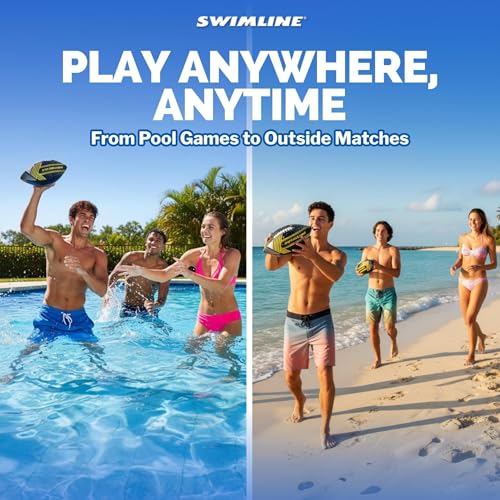 SWIMLINE Neoprene Pool & Beach Accessory for Active Group Play, Backyard Games, and Water Sports – Waterproof Soft Football, Black & Yellow, 10.5" - style: Neoprene Pool Football