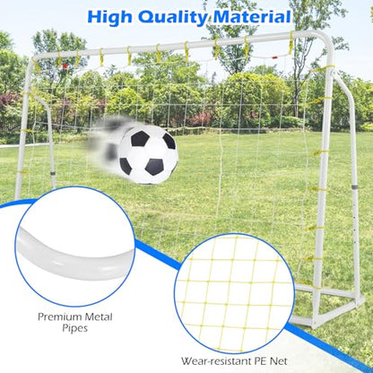 Goplus 6FT x4FT Soccer Net, 2 in 1 Soccer Rebounder Soccer Goal w/Shooting Auxiliary Area, 5 Adjustable Angles, Youth Teens Soccer Practice Training Equipment for Backyard - color: White