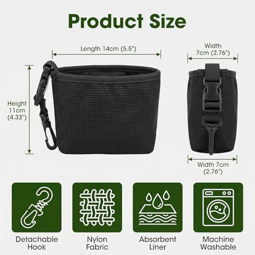 1 Pack Black Golf Club & Ball Cleaning Bag - Golf Bag Accessories, Waterproof Liner Detachable Clip Machine Washable for Course Practice Golfer Gifts for Men