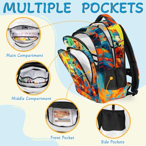 Soccer Backpack for Kids,School Bookbag Large Capacity Adjustable Bookbag Durable Lighting Multi Pockets School Bag Daypack Travel (Soccer) - color: Soccer