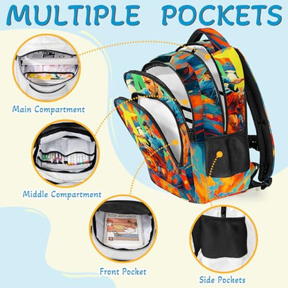 Soccer Backpack for Kids,School Bookbag Large Capacity Adjustable Bookbag Durable Lighting Multi Pockets School Bag Daypack Travel (Soccer) - color: Soccer